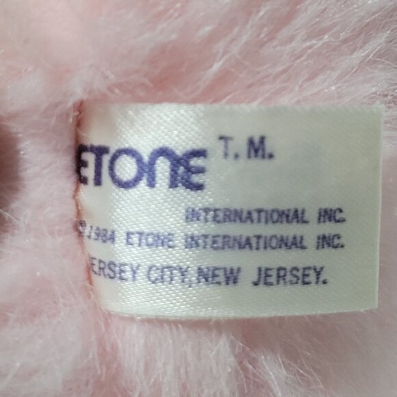 Vintage 80s Etone Pink Easter Bunny 10 Inch Plush Rabbit Spring Stuffed Animal - Picture 4 of 5